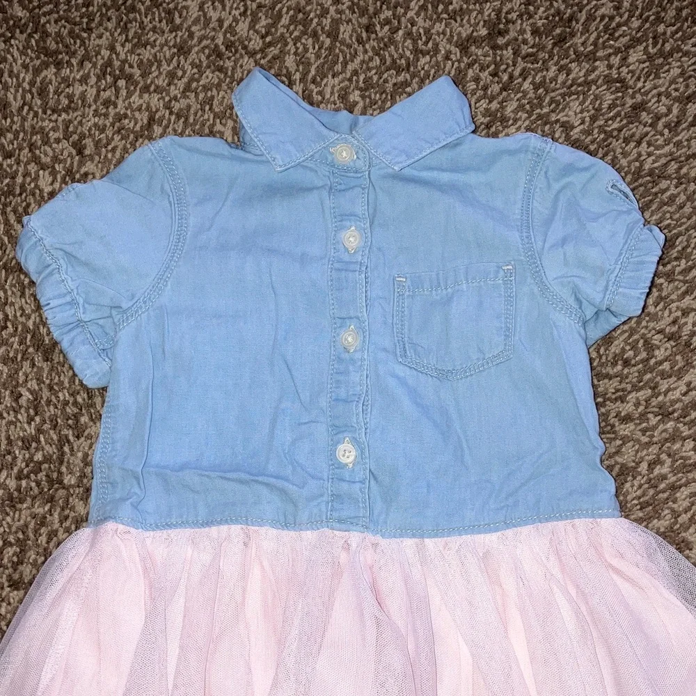 🎉4 for $20 OshKosh B'gosh Baby Denim Shirt Dress With Tulle Skirt, Size 3T